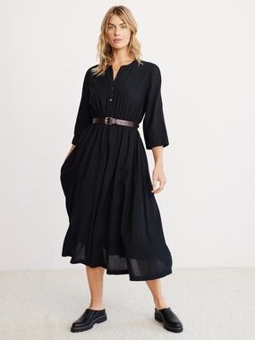 NWOT Jenni Kayne Seersucker Shirt Dress Black Size LARGE